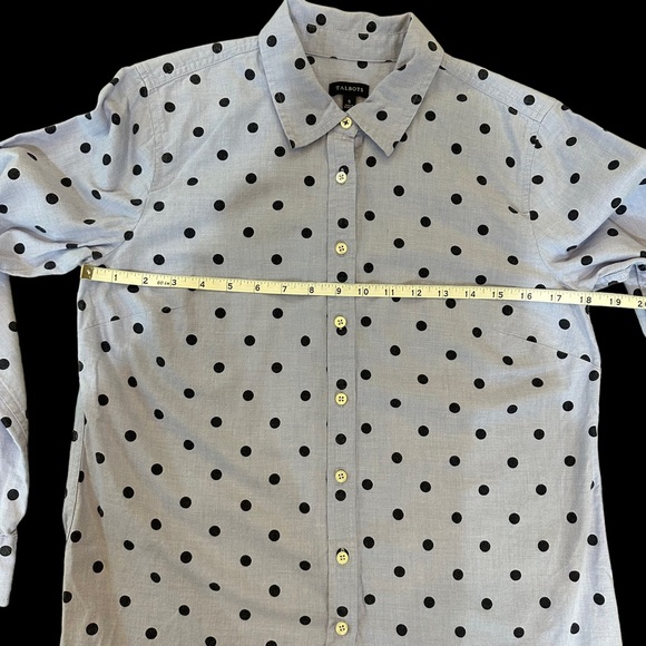 Talbots Shirt Size Small Cotton Button Down Blue Dotted Long Sleeve - Picture 6 of 12